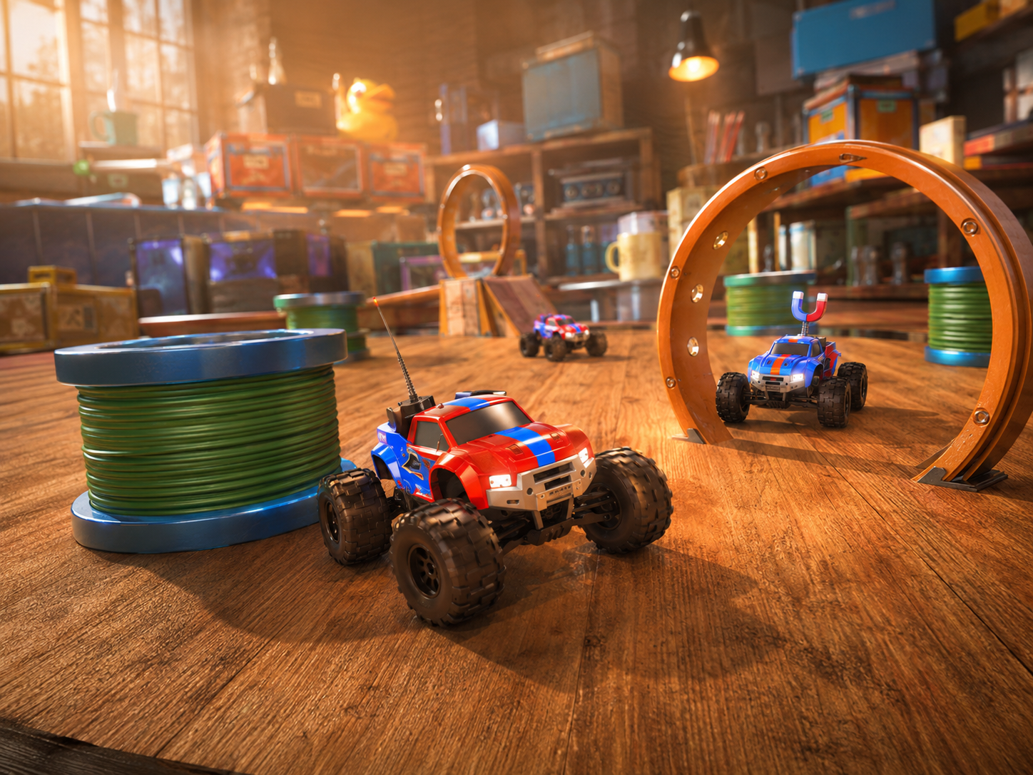 Toy racetrack gameplay scene